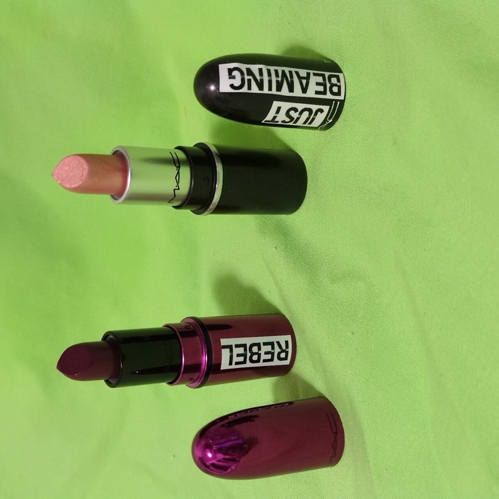 MAC New Mini Lipsticks Set of 2 NWT -  Rebel - Just Beaming